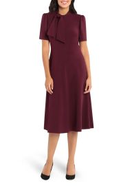 Maggy London Short Sleeve Necktie Midi Dress at Nordstrom Rack